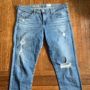 AG Stevie Ankle Cropped Distressed Jeans 30